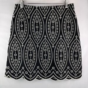 Loft Embroidered Scalloped Shift Skirt Size 2